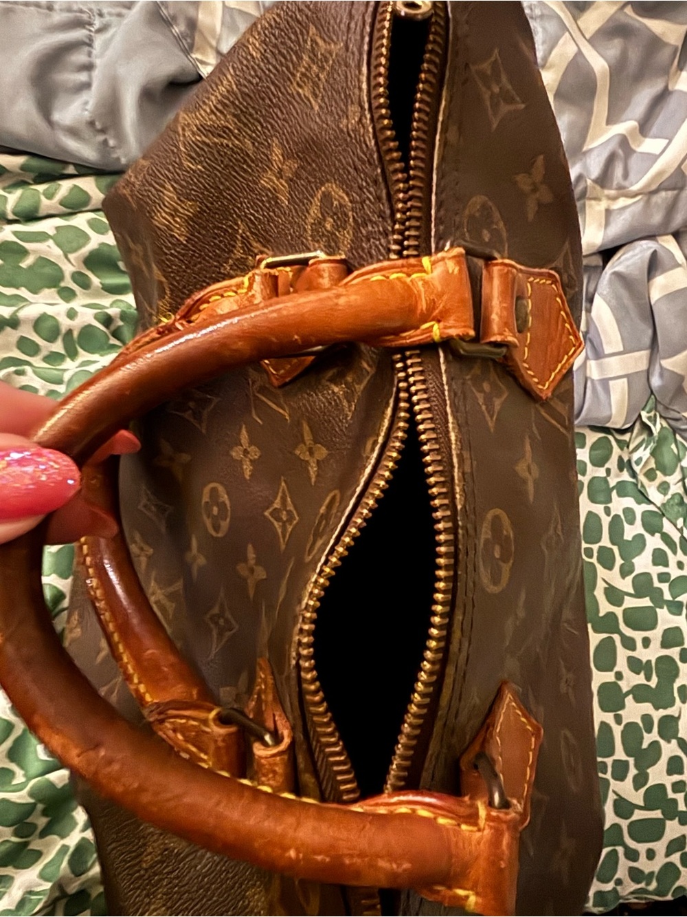 Louis Vuitton Brown Monogram Canvas Satchel with Tan Handles - Picture 2 of 5